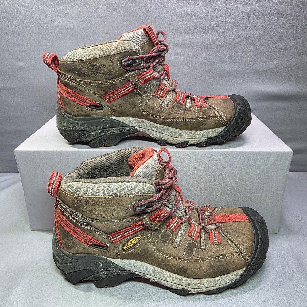 KEEN Targhee II Waterproof Hiking Brown Red Women Boots Shoes Size 8.5